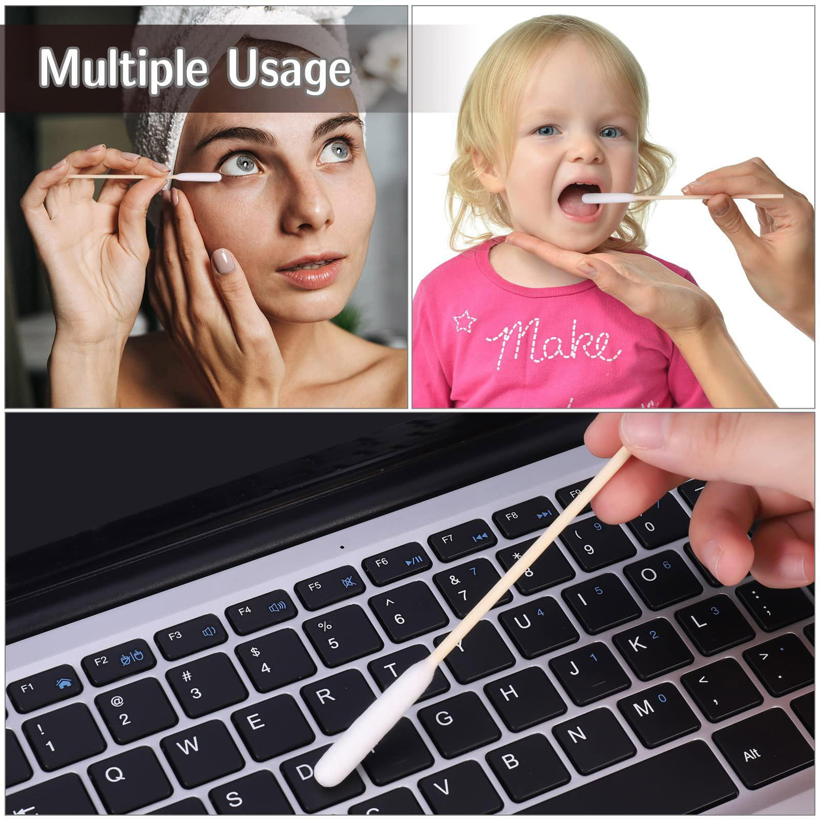 Cotton Swabs of Medium and Large Pets Ears Cleaning or Makeup 100pcs
