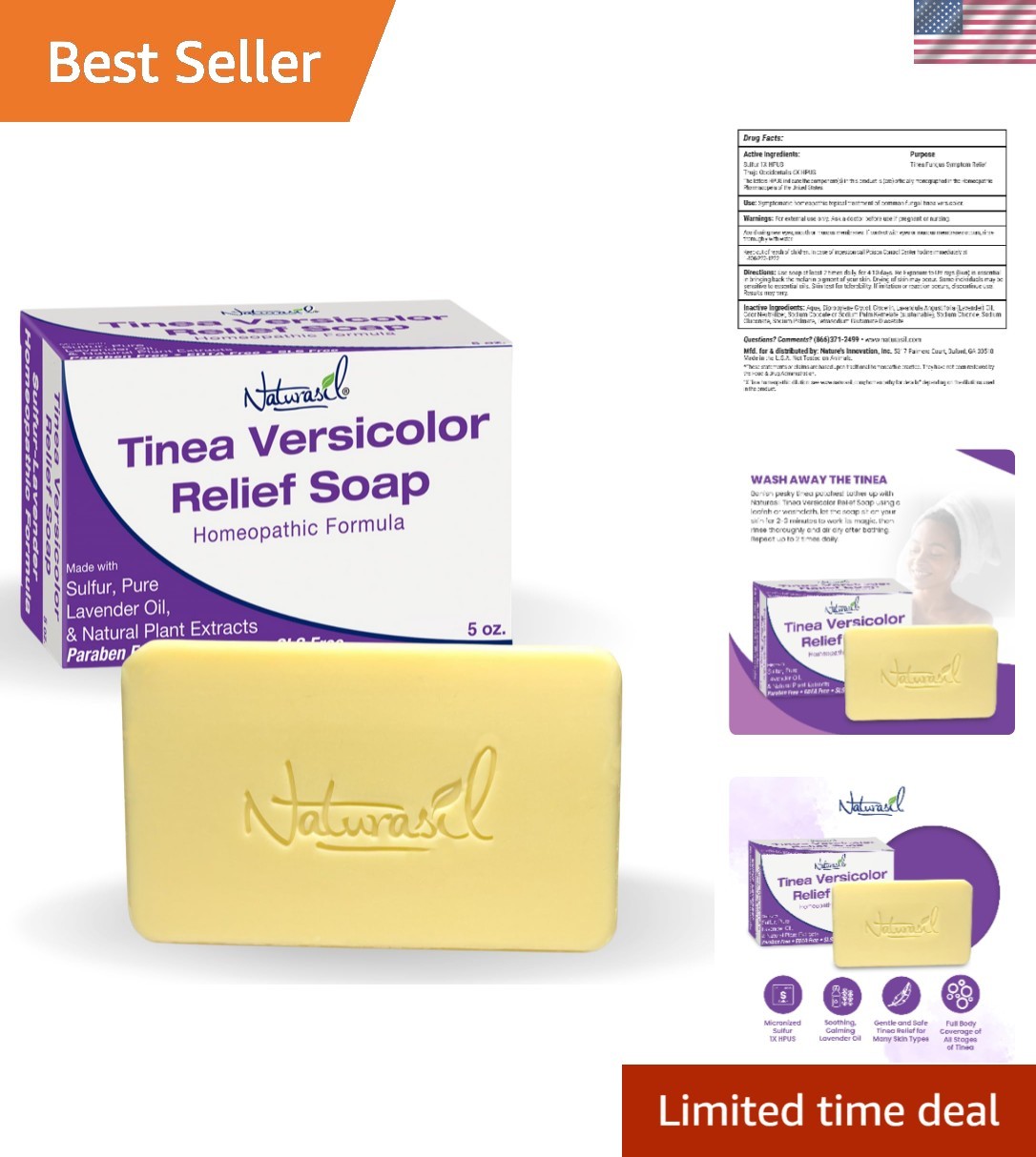 Quick Relief from Skin Discoloration | Sulfur Soap for Tinea & Jock Itch, 5 oz