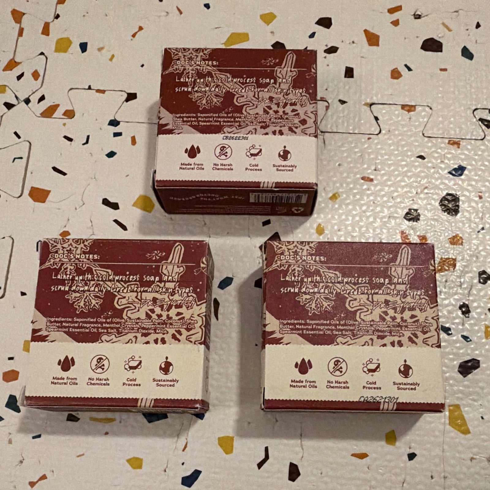 Dr. Squatch Frosty Peppermint Men’s Natural Bar Soap 5 oz 3-pack