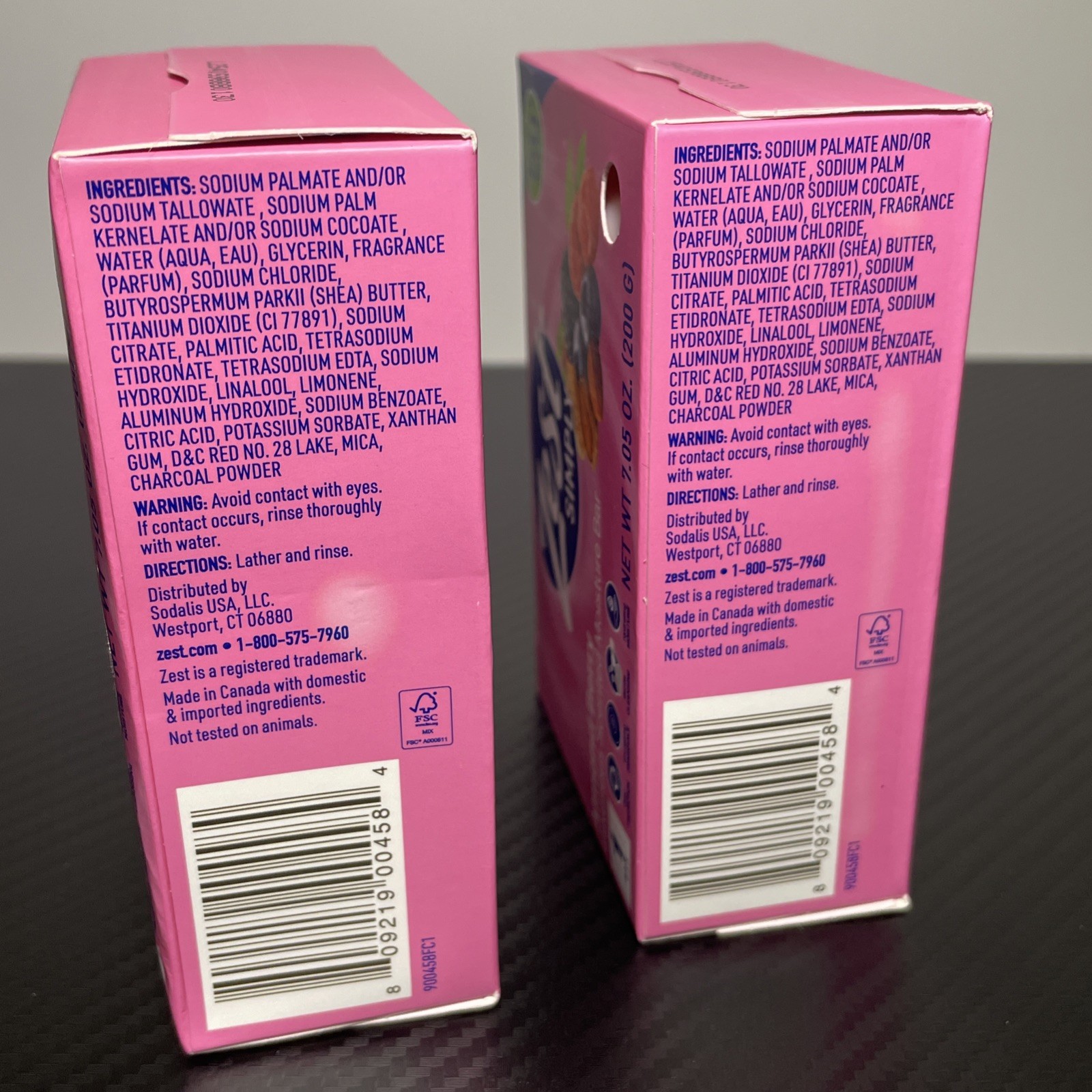 Lot Of 2 Zest Simply Almond Berry Scented Moisture Bar Soap 7.05oz New