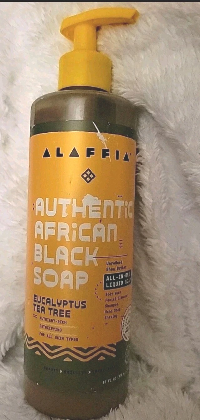 Alaffia Skin Care. Authentic African Black Soap Eucalyptus Tea Tree 16oz**See*