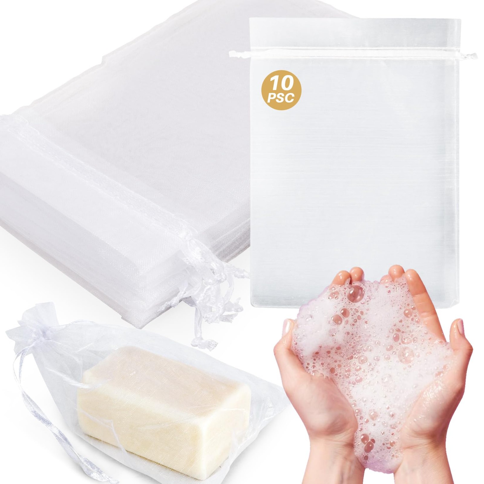 10 Mesh Soap Bags for Bars – RAQEHO 4″X6″ Hanging 1 Count (Pack of 10)