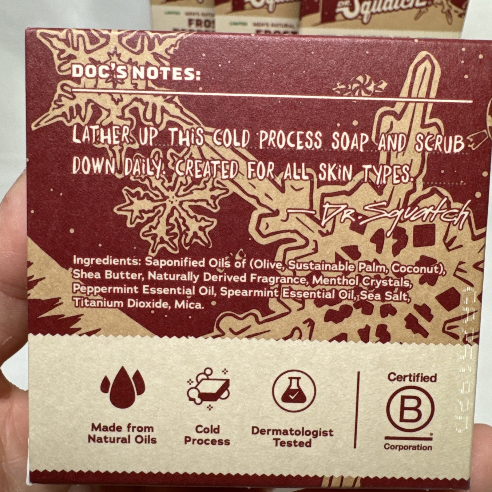 L@@K NEW 6 BARS RARE DR SQUATCH LIMITED EDITION FROSTY PEPPERMINT SOAP HOLIDAY
