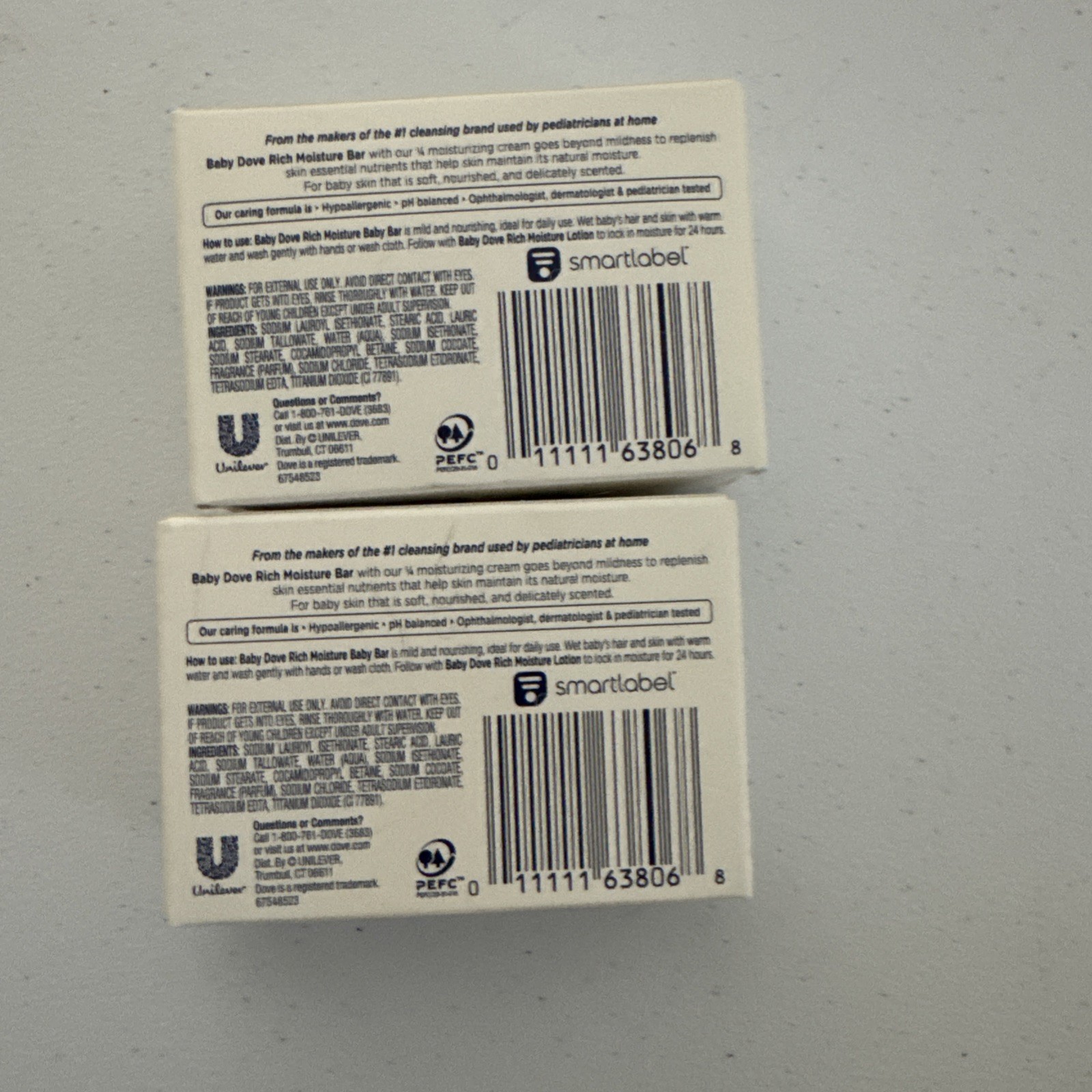 2 – Baby Dove Bar Soap – Rich Moisture – 3.17 oz Each