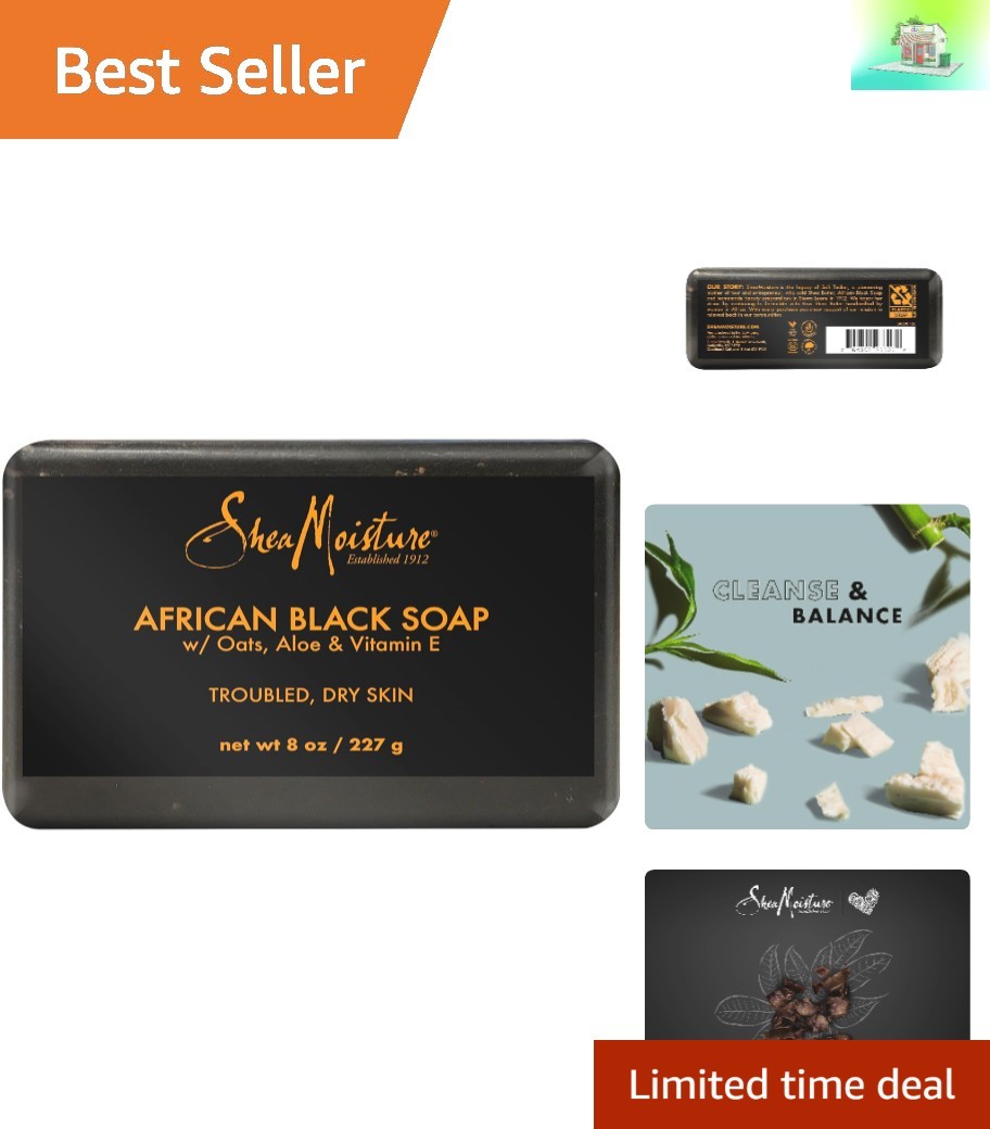 8 oz African Black Soap with Shea Butter: Nourishing Cleanser for All Skin Types