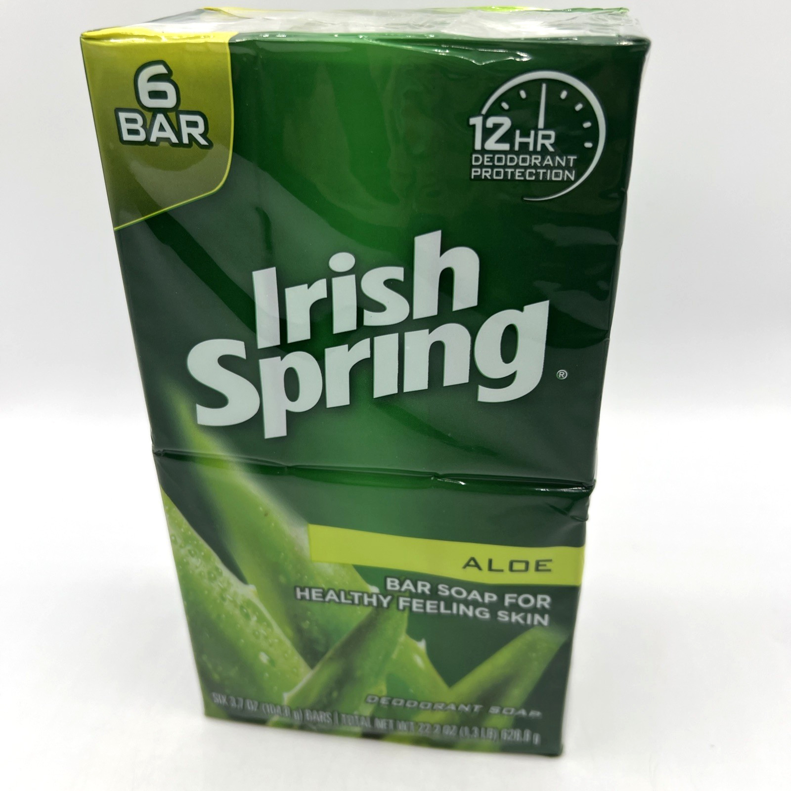 Irish Spring Aloe Bar Soap 6 Pack 3.7 oz Men Deodorant Fresh Clean