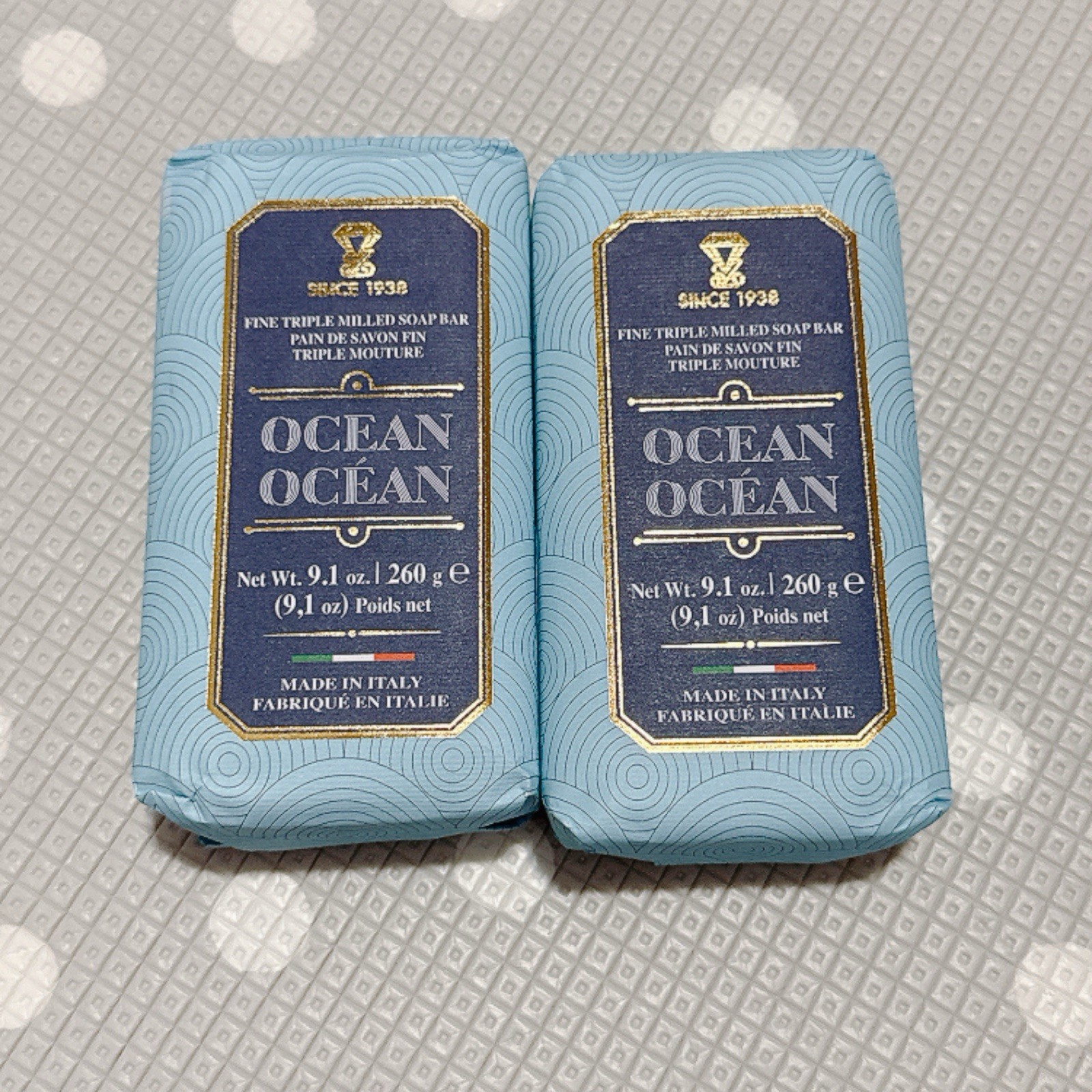 2 pcs ZENI Scent : OCEAN fine Milled ITALIAN Soap Bar 9.1 Oz/each