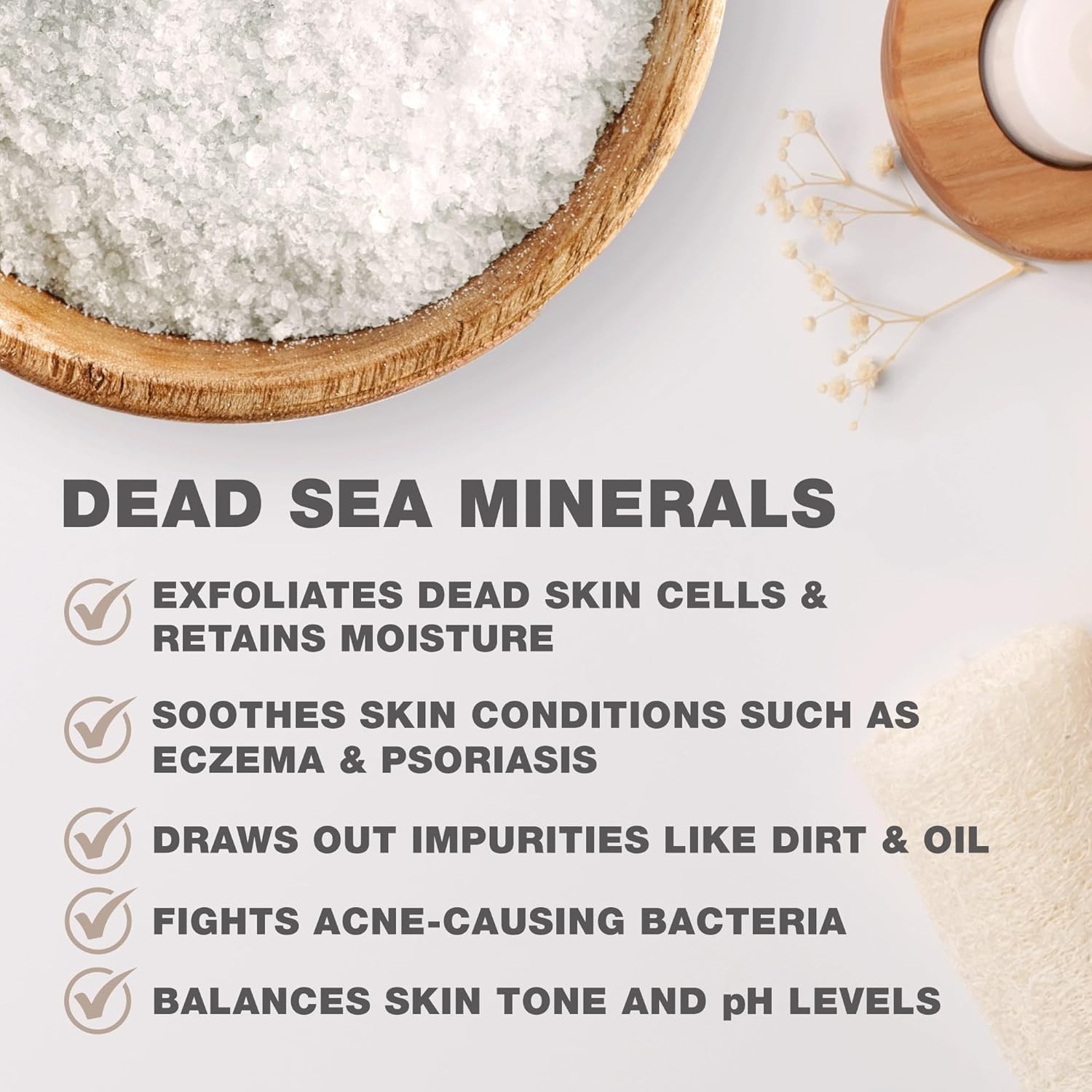 Dead Sea Salt for Bath 5lb Unscented Mineral Rich Exfoliating