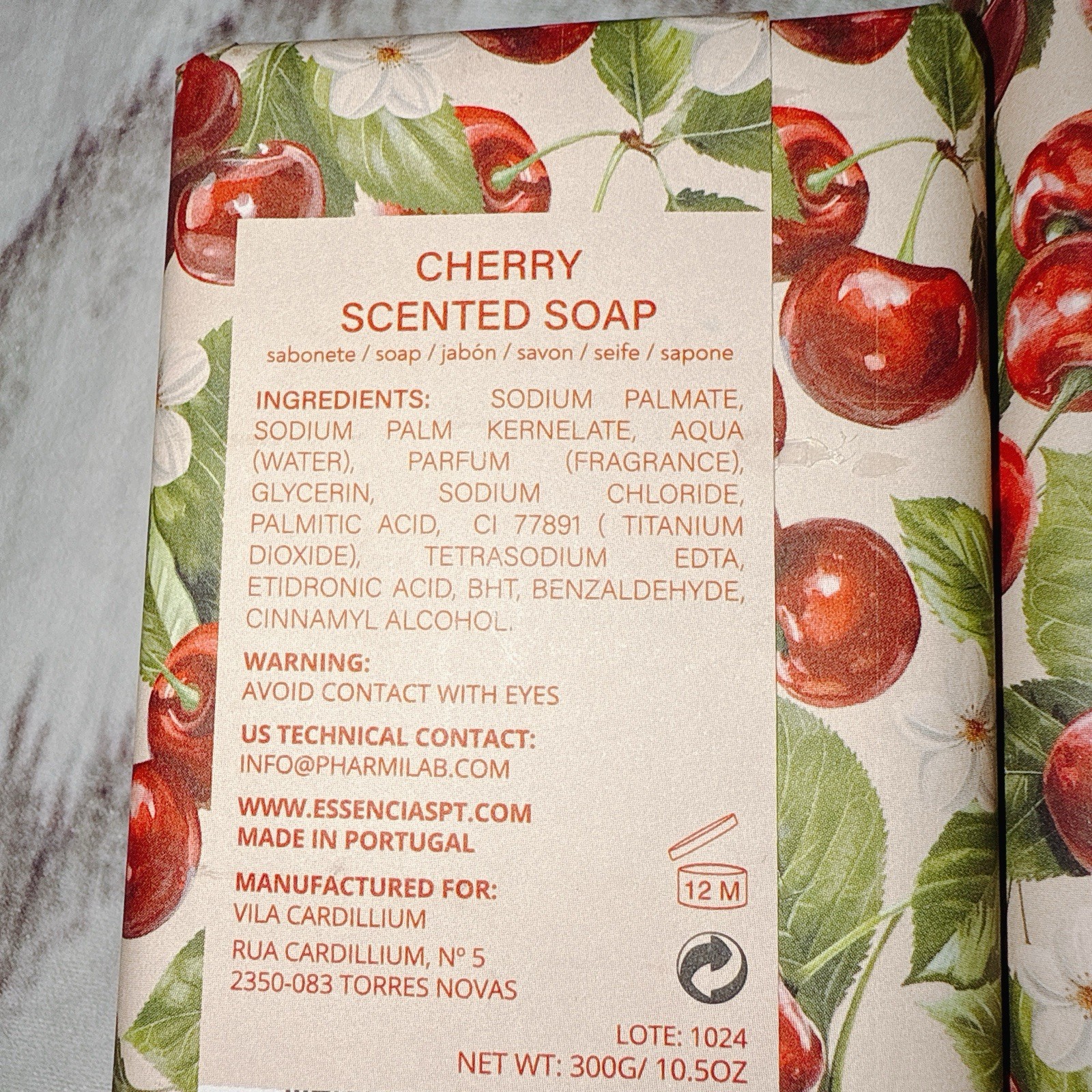 2 Pcs Vila Cardillium CHERRY Scented Soap 300g/10.5oz / Each