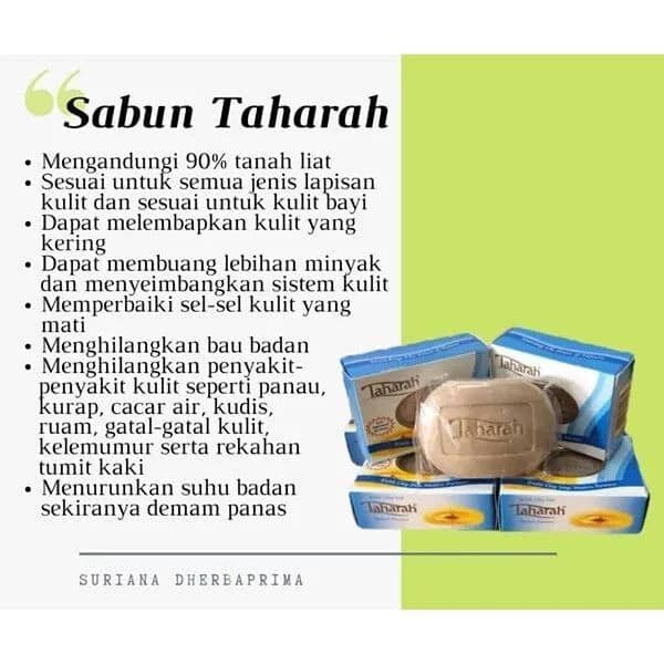 4Bars X 100gram+- Taharah Pure Clay&Olive oil Good for Skin and Cleansing Samak