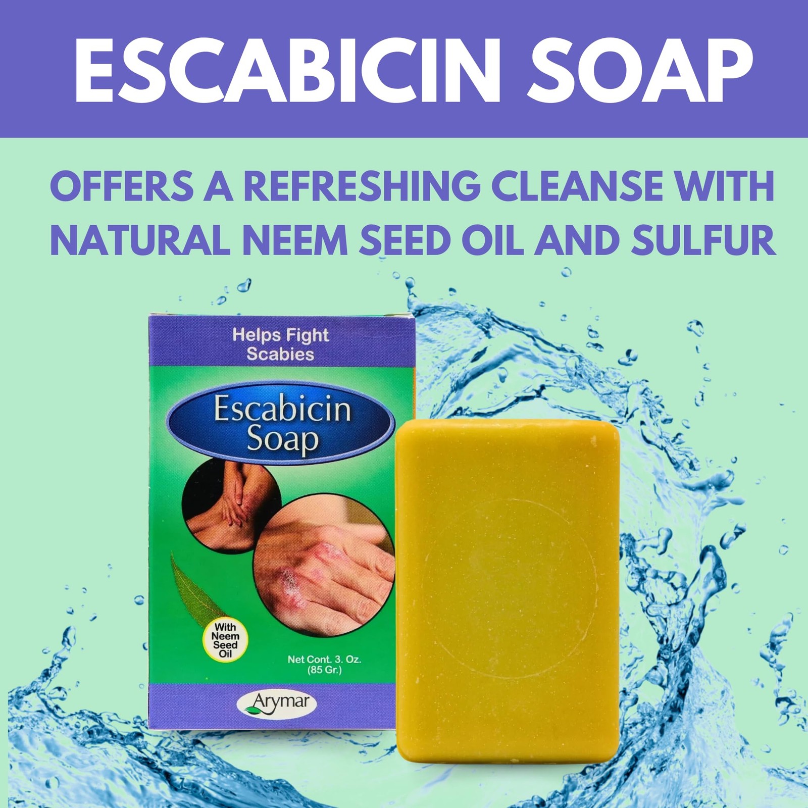 Escabicin Sulfur Soap Bar with Neem Oil: 3 oz Deep Cleansing Formula for Oily…