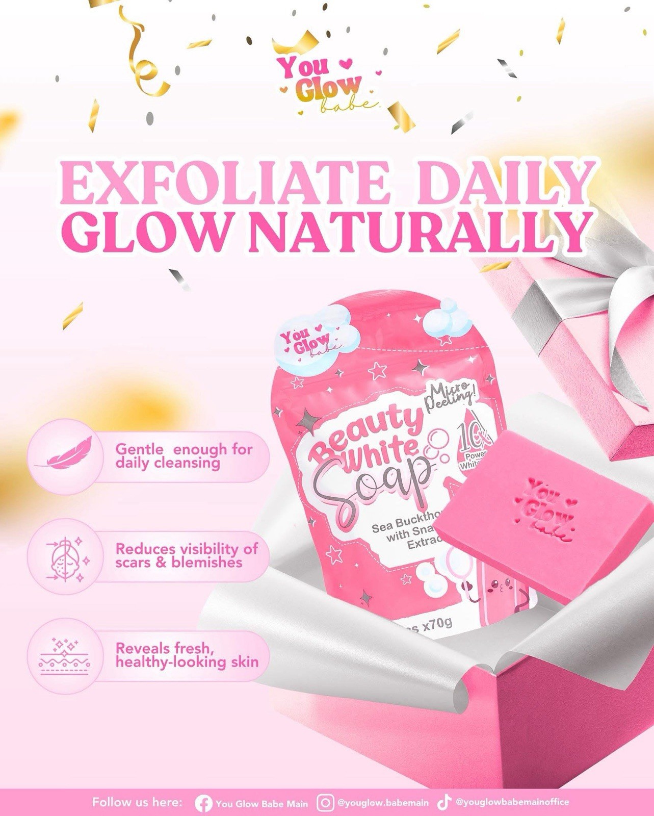 Beauty White Soap by You Glow Babe, 5 Bars x 70g