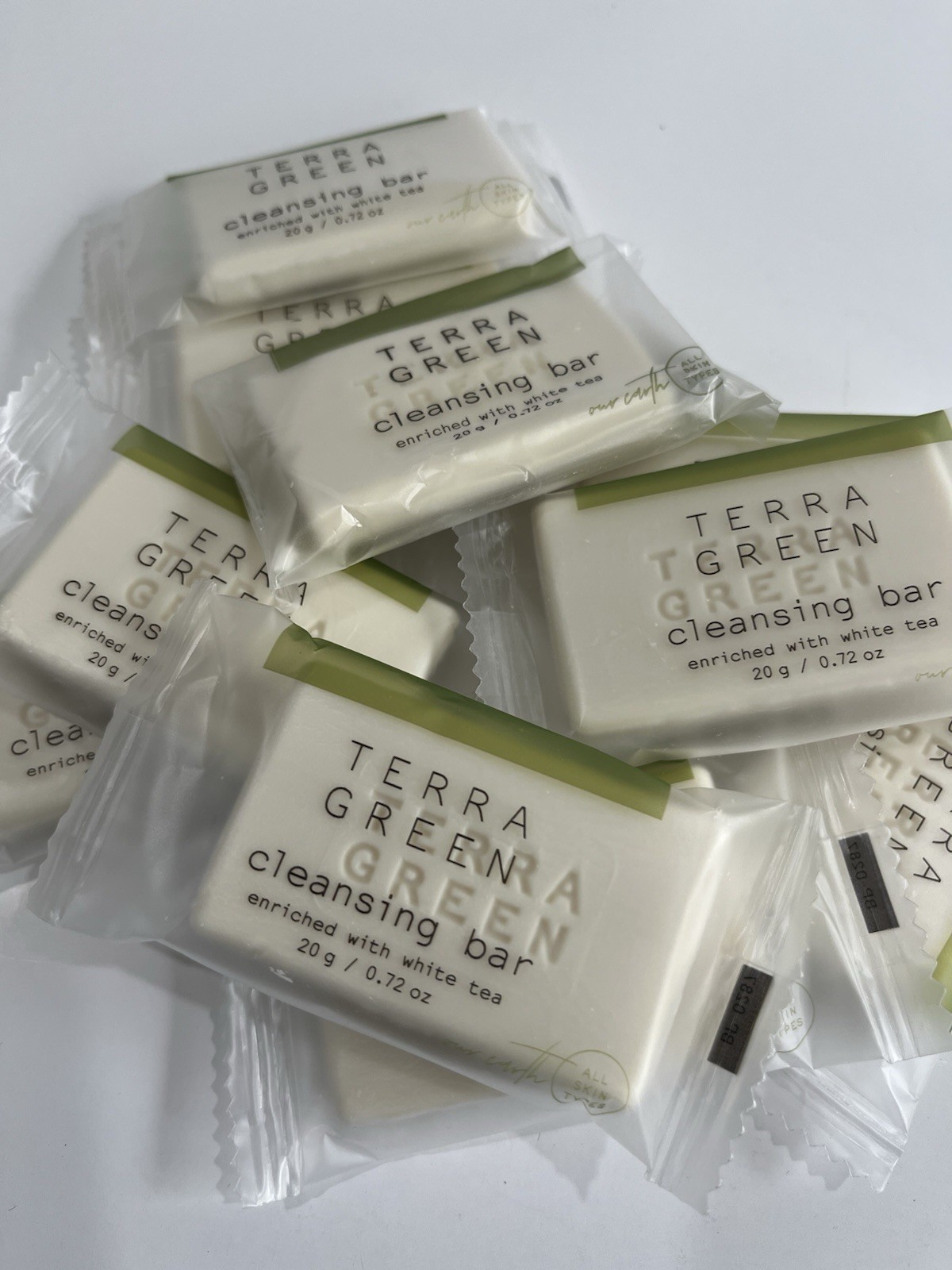 LOT 20 Bars Terra Green White Tea Soap Cleansing Bars 0.70 oz Hotel Travel Size