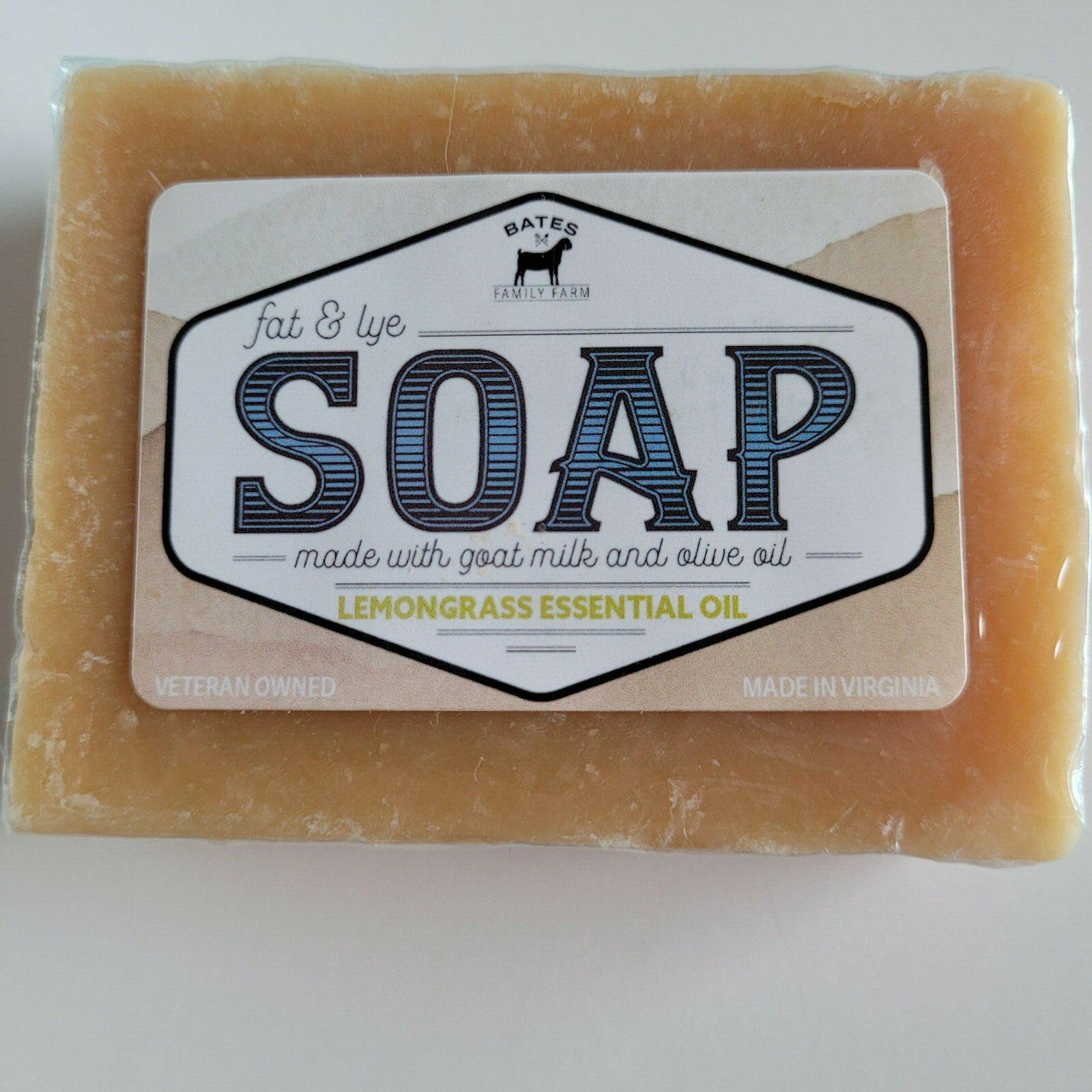 Bates Family Farm Lemongrass Essential Oils Fat and Lye Soap Goat Milk Olive Oil