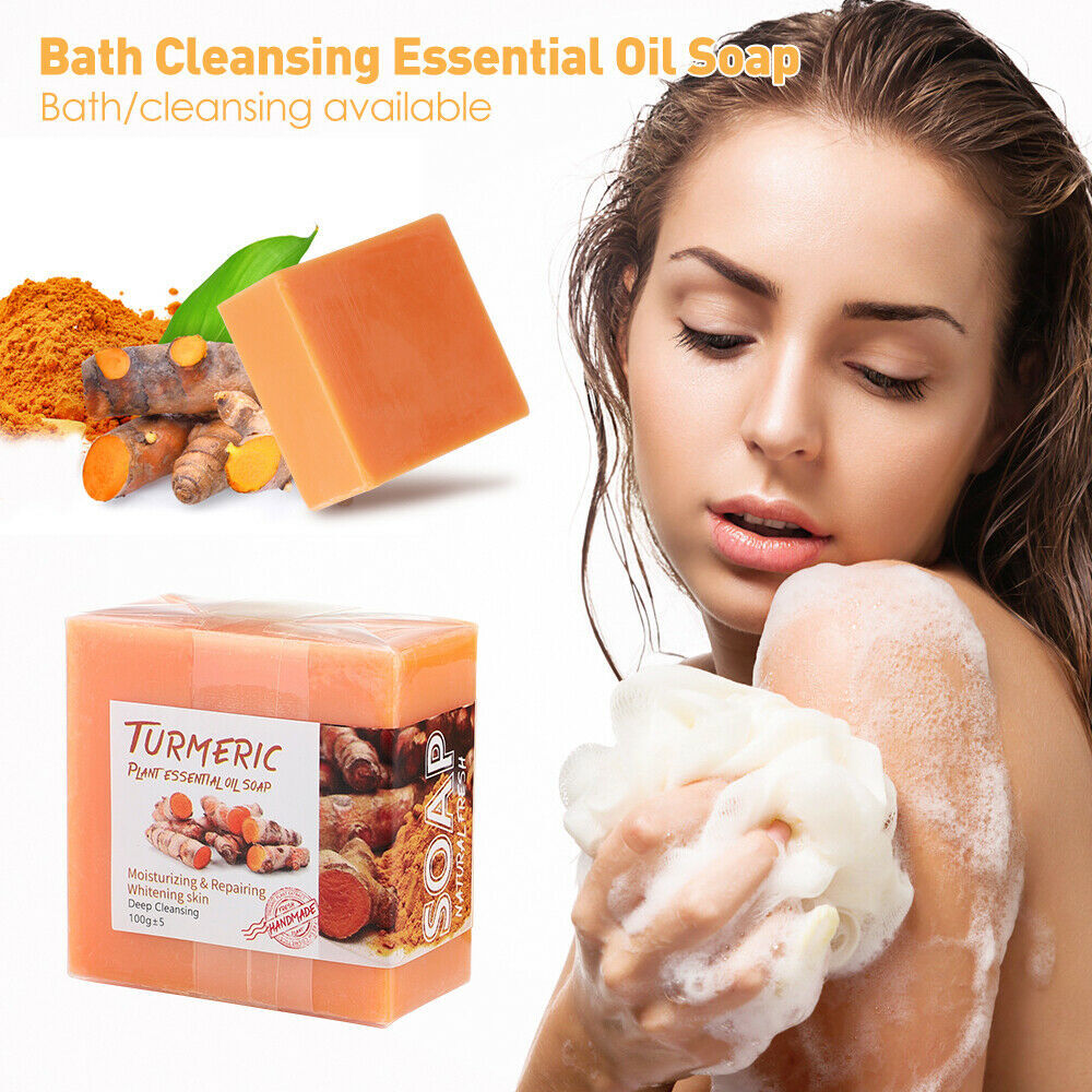 3× Turmeric Soap Natural Herbal Whitening Handmade Soap For Acne And Dark Spots
