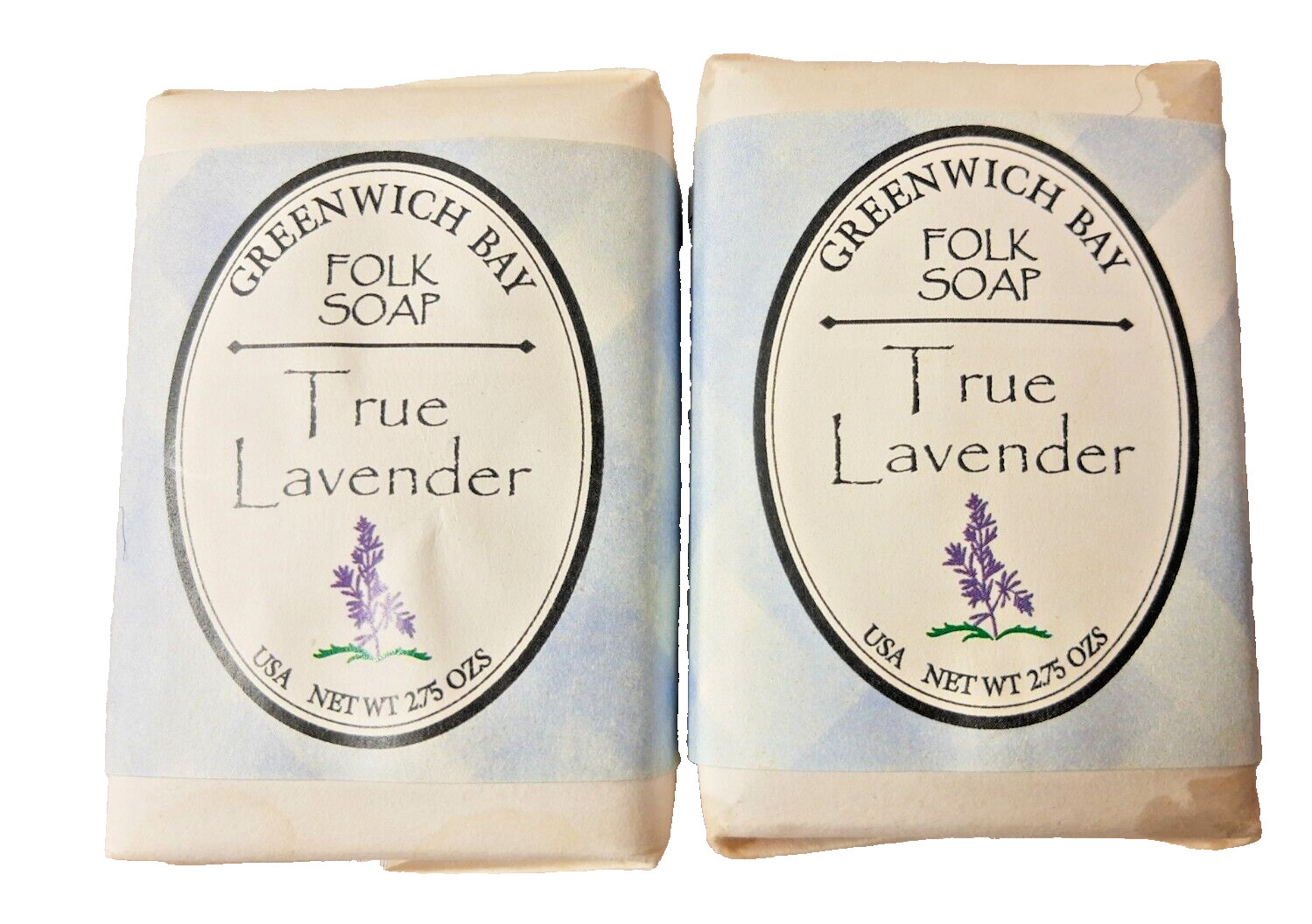 2 Bars Greenwich Bay Folk Soap True Lavender 2.75oz each Hand Milled Shea Butter