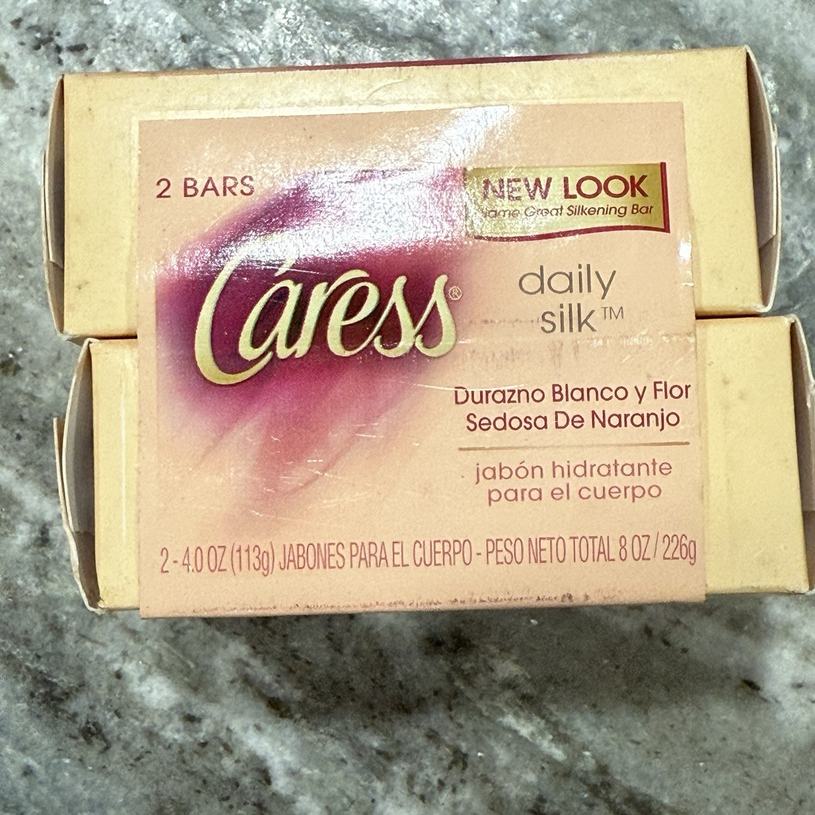 Caress Beauty Bar Soap Daily Silk White Peach & Silky Orange Blossom 4oz 2 Pack