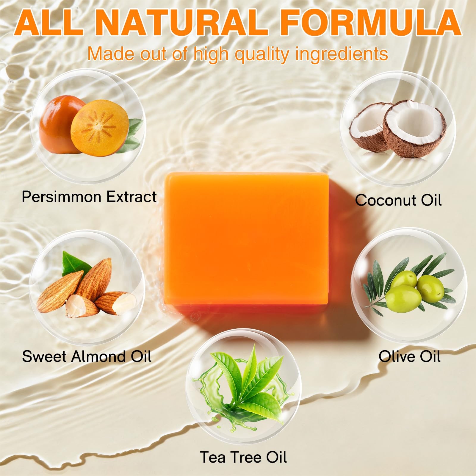 5 PCS Persimmon Soap Bar for Old People Smell