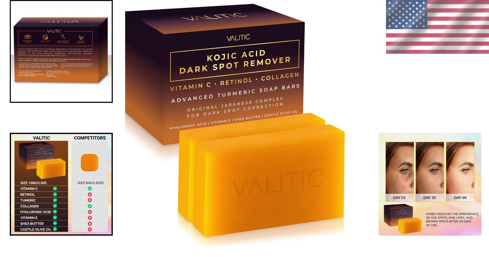 Dark Spot Remover Soap Bars Vitamin C Retinol Collagen Turmeric Skin Care
