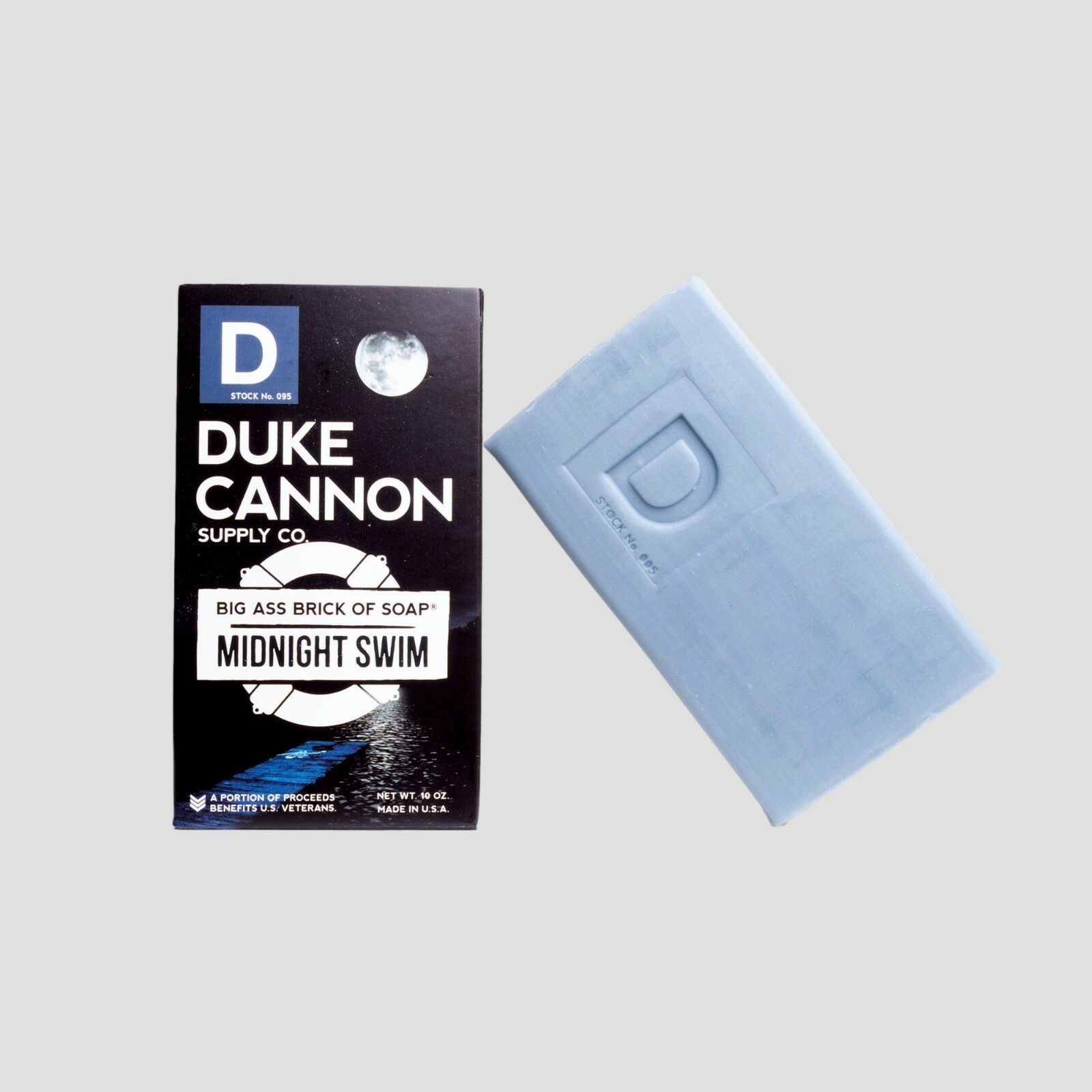 Duke Cannon Midnight Swim Big Ass Brick of Soap Mens 10 oz Benefits USA Vets