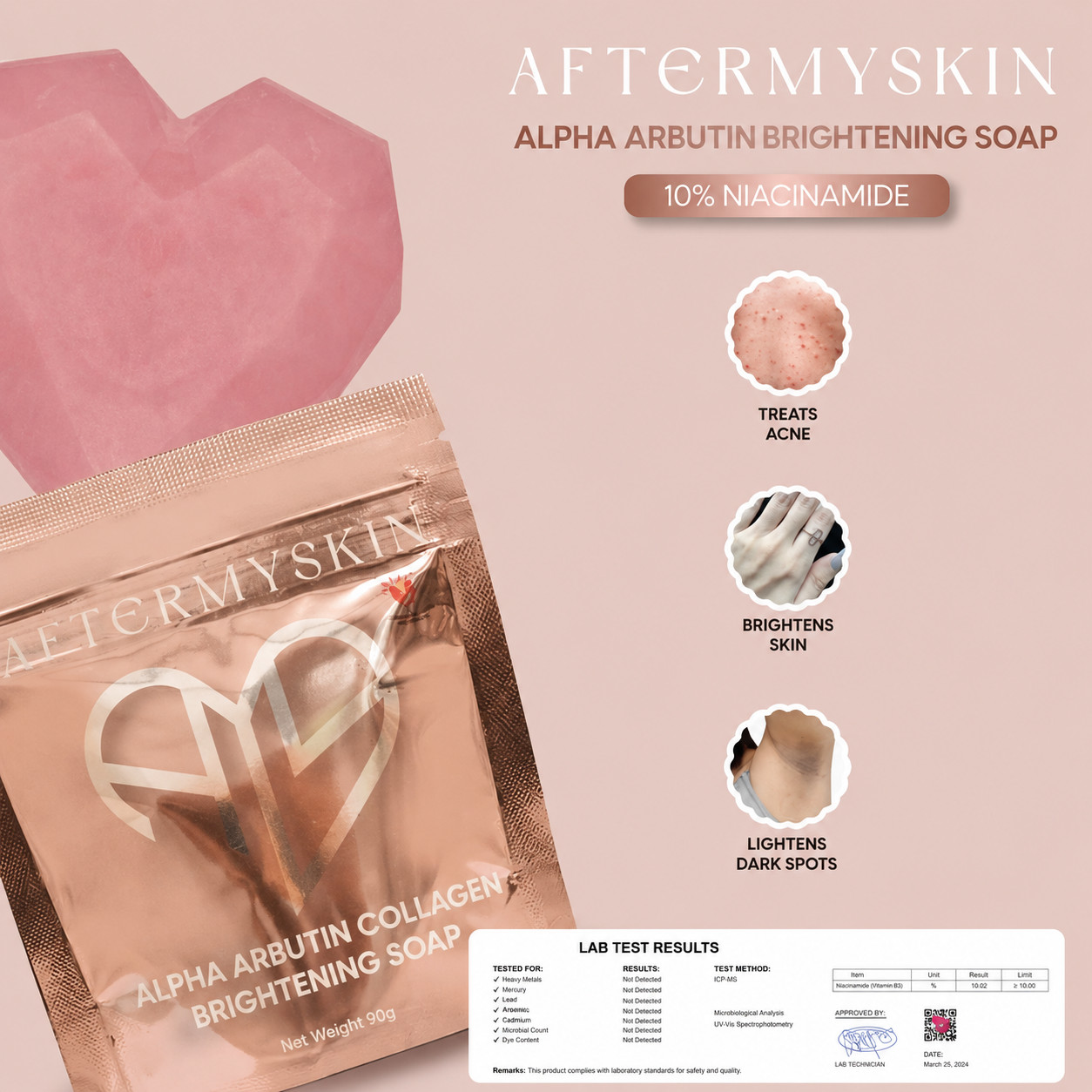 3x AFTERMYSKIN Body Soap Evens Skin Tone Smooth Moisturized 45g