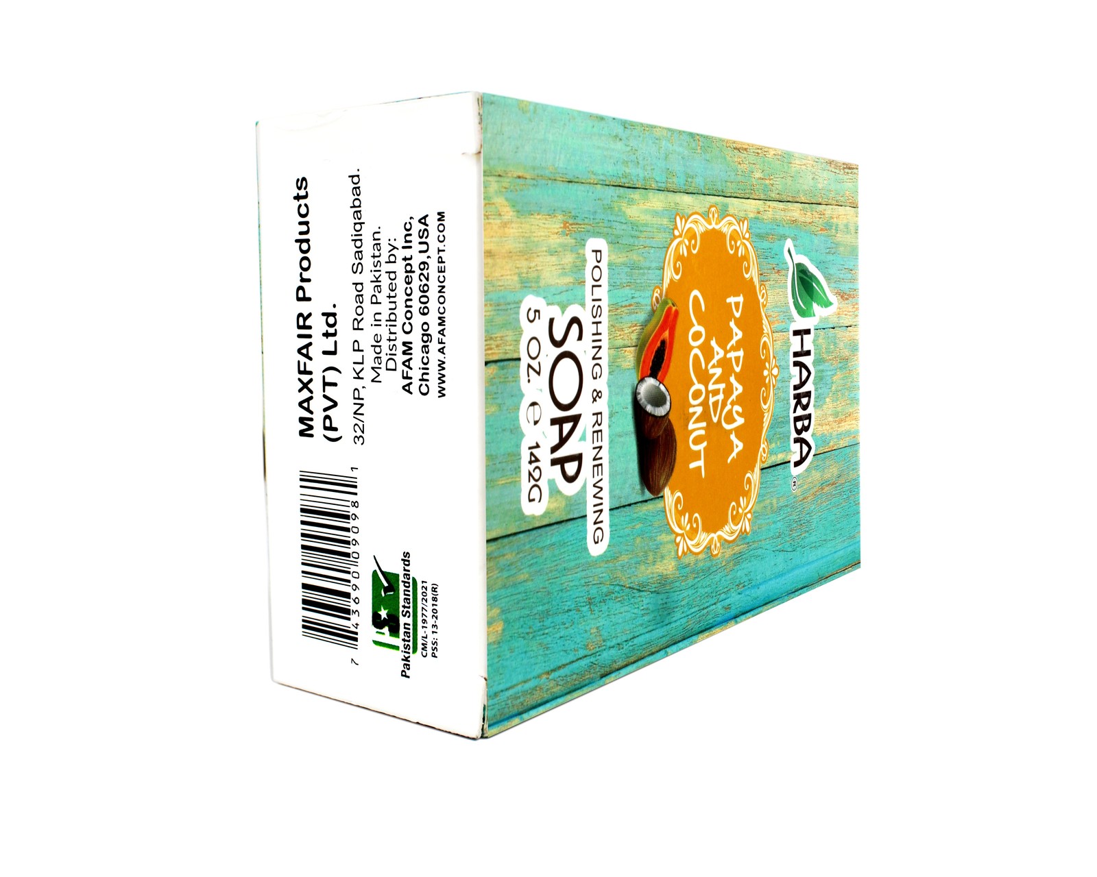 Harba Bath Soap Papaya and Coconut, Polishing & Renewing – 5 OZ (142g) – 2 Pack