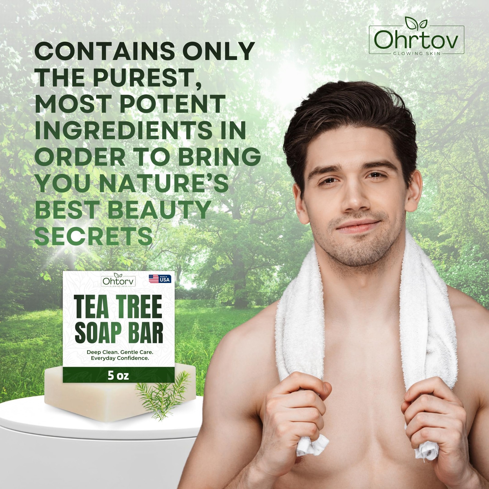 Tea Tree Soap Bar – Natural Defense Tea Tree Oil Wash for Face & Body – Deeply
