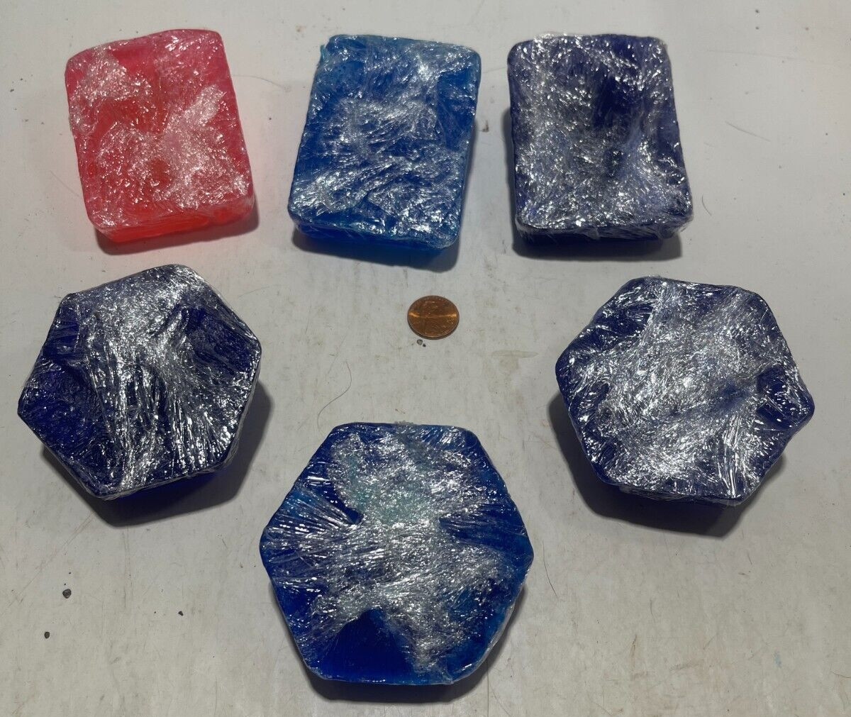 Lot Of 6! Seashells Soaps Rectangle + Hexagon Shaped Multicolored