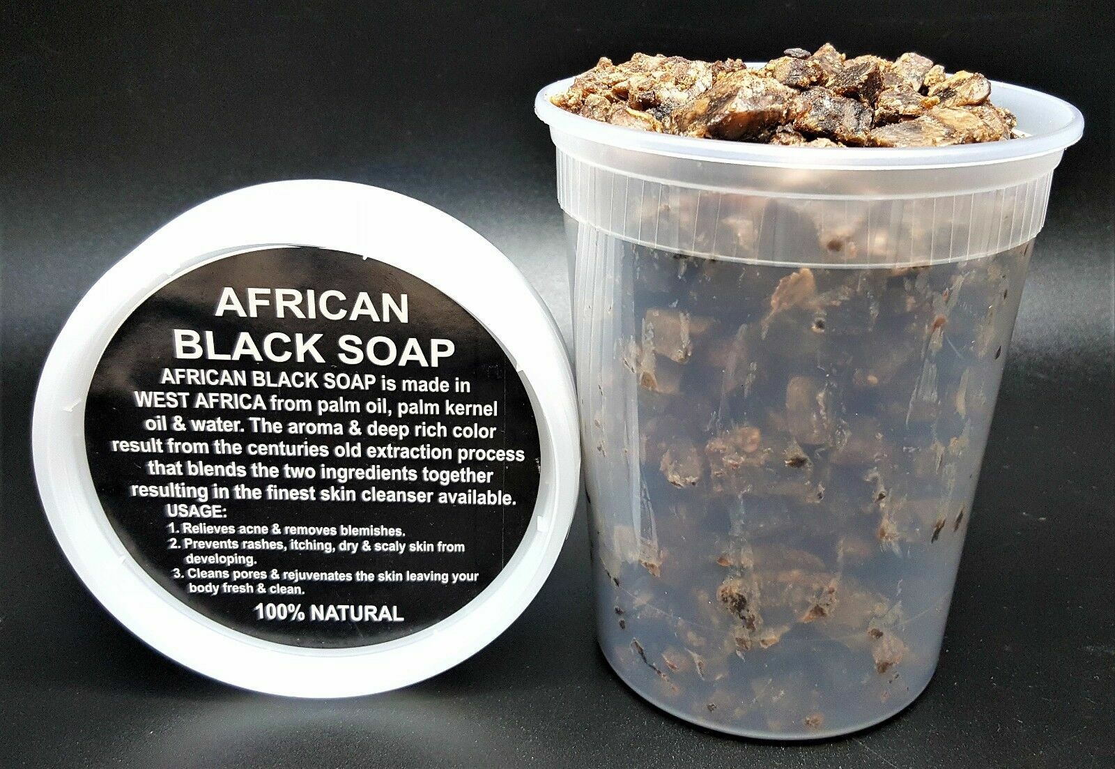 African Black Soap Tub 1lb 100% Natura