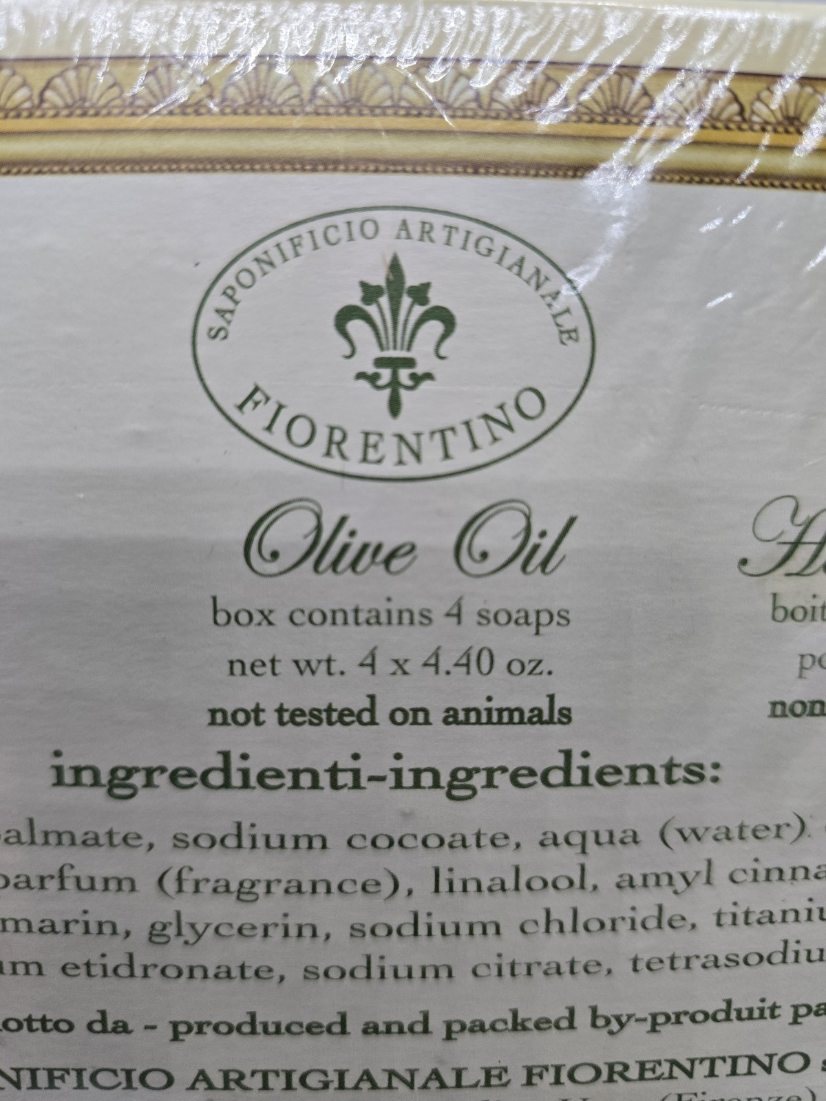 FRAGRANZE FIORENTINE Olive Oil, smells so good! Handmade Soap 4-4.4oz bars, NIB