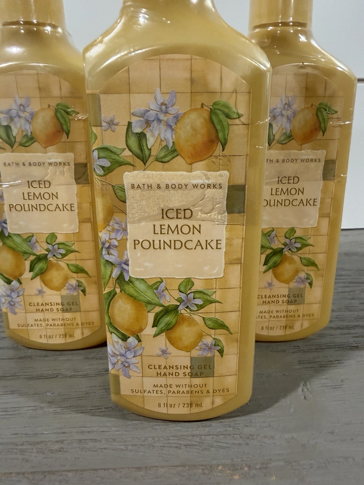 Bath & Body Works Cleansing Gel Hand Soap Lot Set of 3 ICED LEMON POUNDCAKE