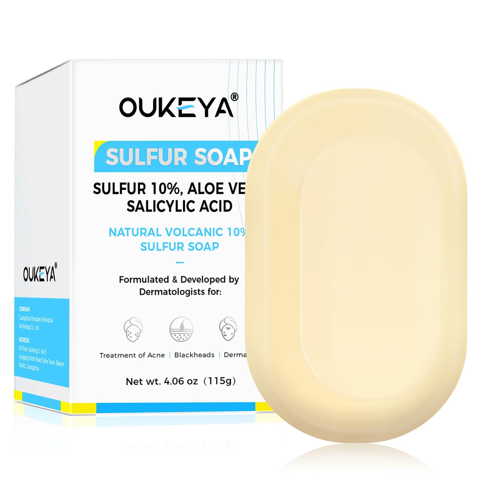 OUKEYA Sulfur Soap with 10% 4.05 Ounce (Pack of 1), 4.05Oz 1)