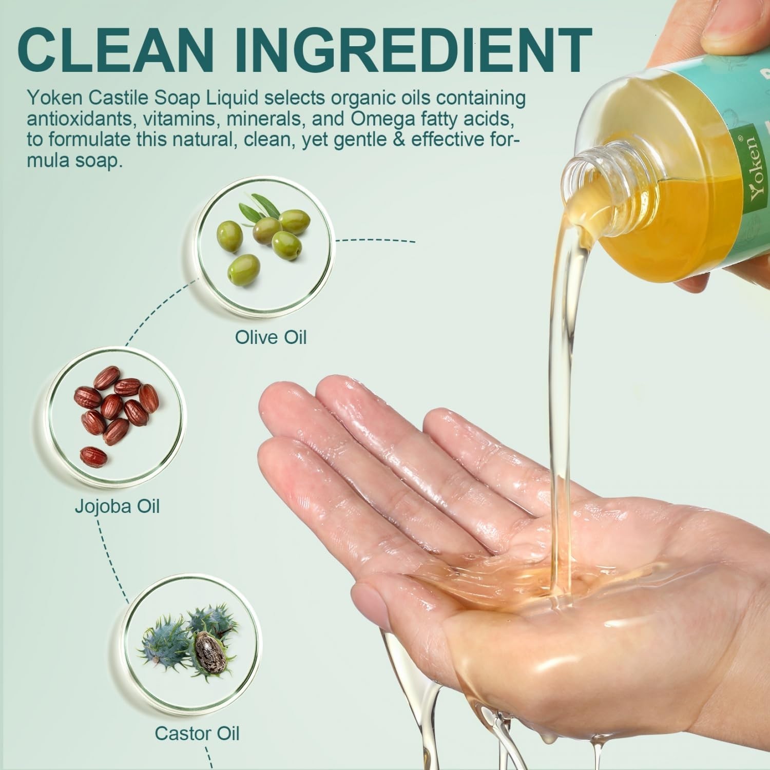 Pure Castile Liquid Soap Organic (EWG Verified, Unscented, 8 OZ), Made with Orga