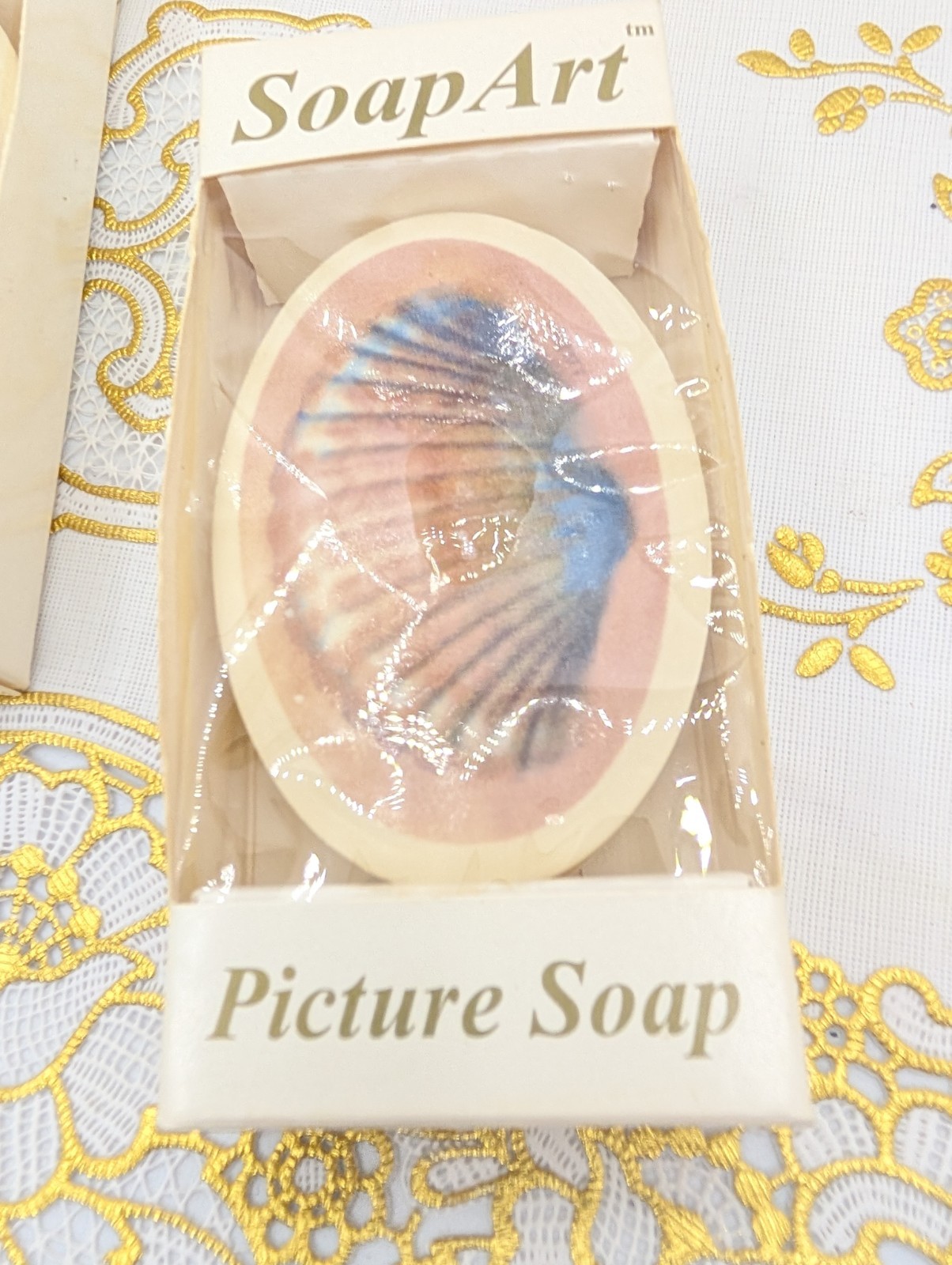 Set of 2 Soap Art Picture Soaps Coastal Beach Seashells in original boxes READ