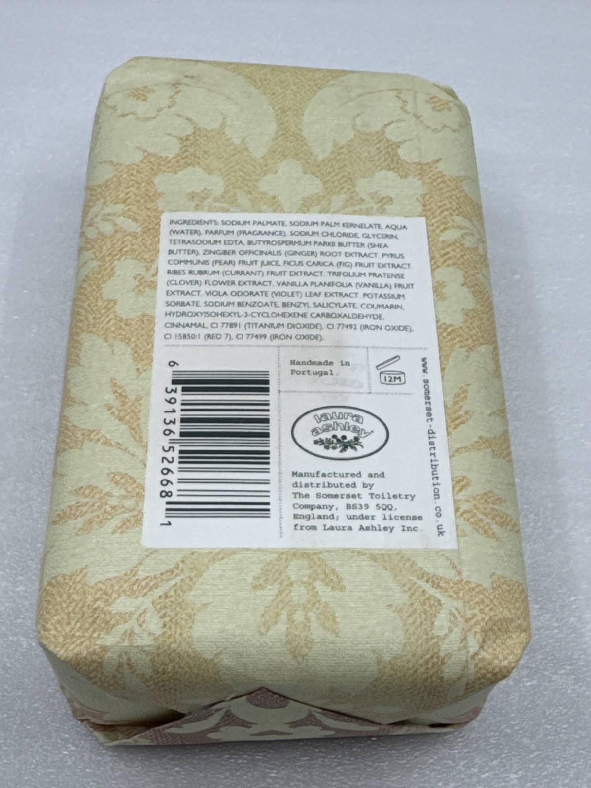 Laura Ashley Triple Milled Pure Vegetable Soap Bar GINGER PEAR 10.5oz Portugal