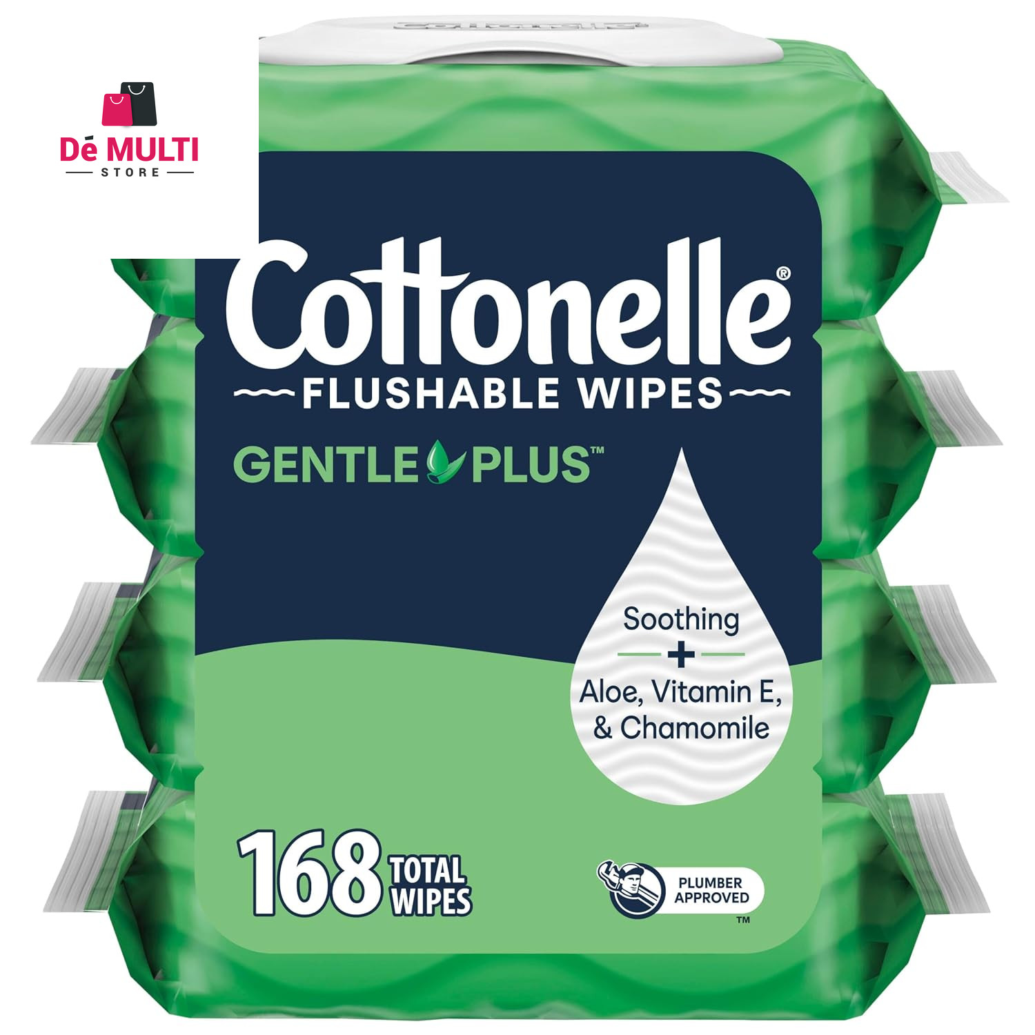 Cottonelle GentlePlus Flushable Wipes, 4 Flip-Top Packs, 42 Wipes per Pack