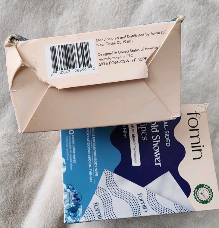 FOMIN Cold Shower Wipes 20 Pack No Rinse XL 20×25 cm Cool Mint with Vitamin E