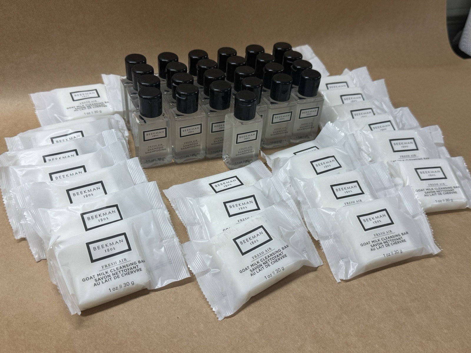 50pc Beekman 1802 Fresh Air Shampoo & Goat Milk Bar Soap Hotel Size 1 oz