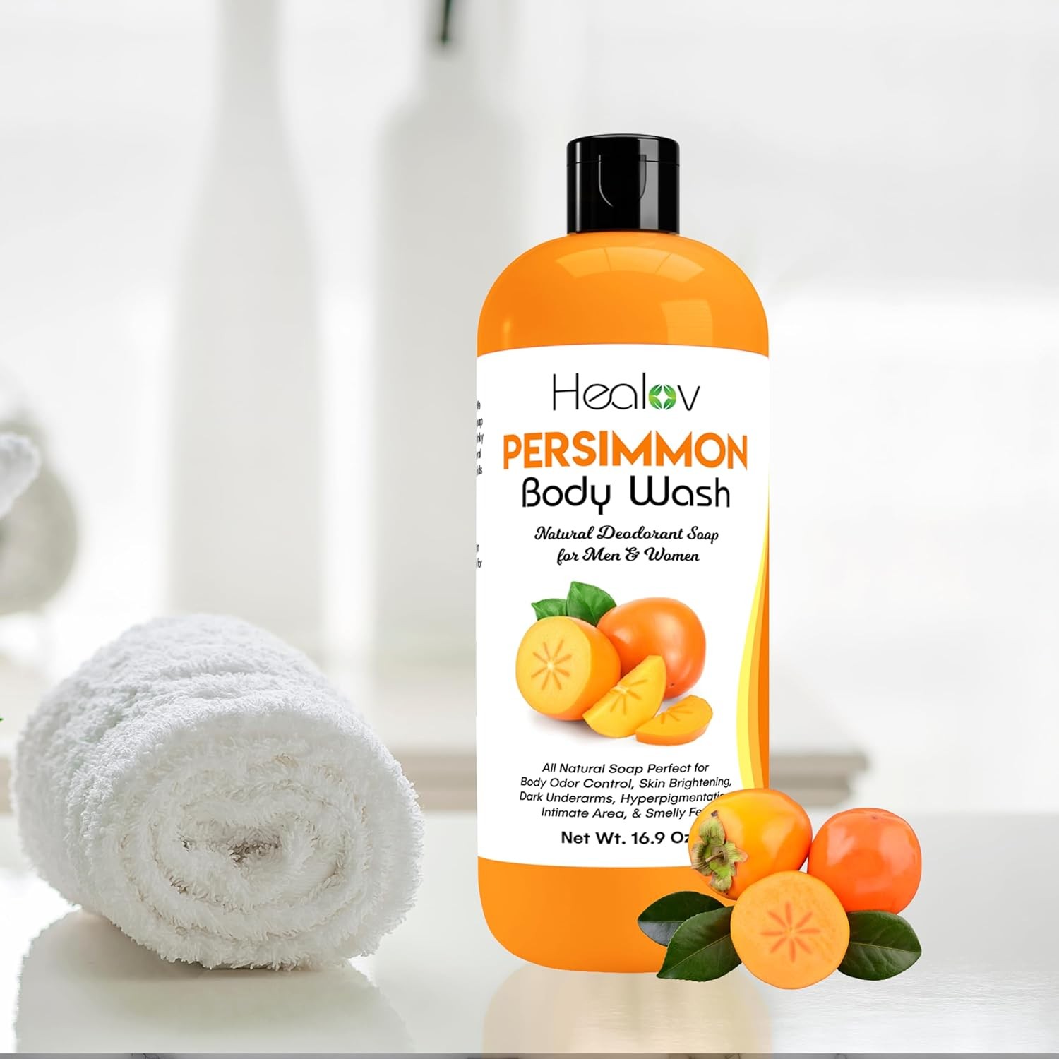 Persimmon Body Wash for Body Odor Control – Purifying Deodorizing Soap for