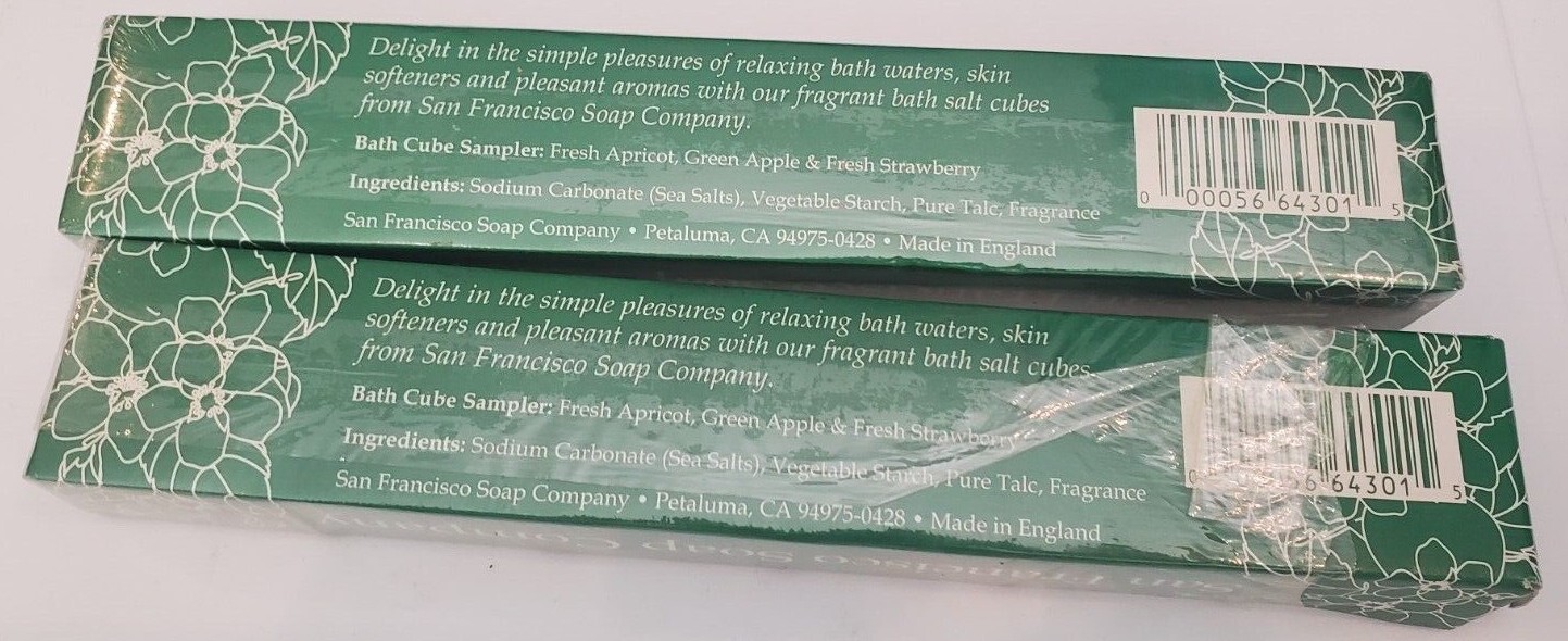 12 SAN FRANCISCO SOAP CO BATH CUBES SAMPLER Apricot, Green Apple, Strawberry NEW