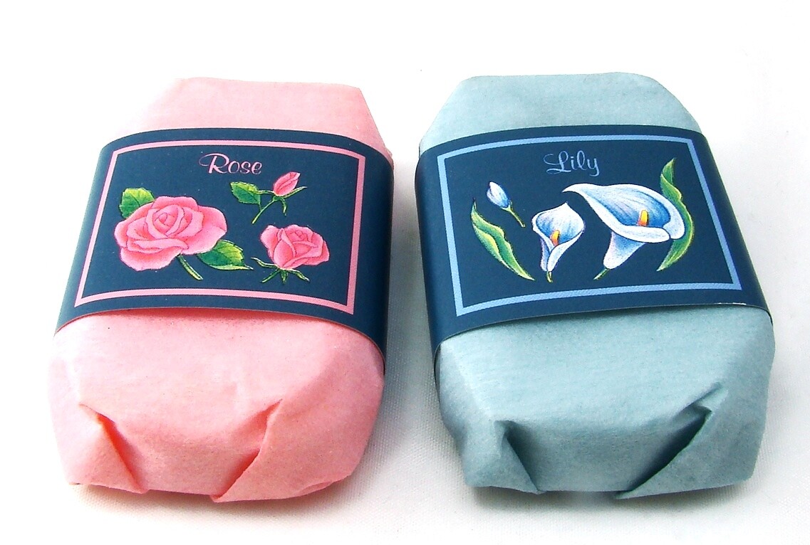 Ben Rickert 1 Rose Soap Bar & 1 Iris Soap Bar 1.5 oz@ NEW NWOB Wrapped VINTAGE
