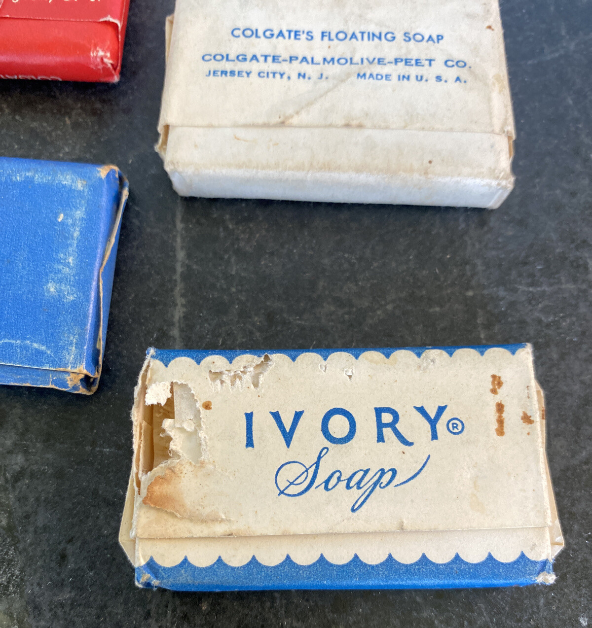 Antique Vintage Old Lot Hotel Travel Small Soap Bars + Stork Castile