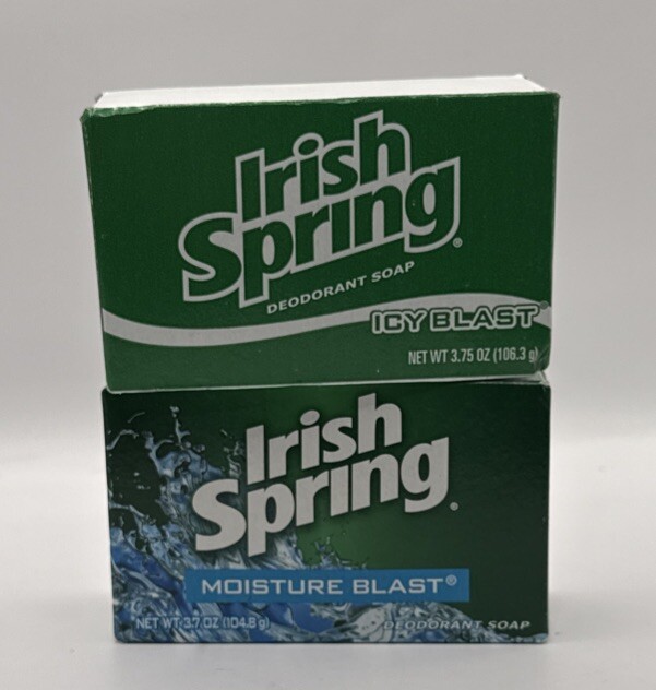 Irish Spring Moisture Blast And Icy Blast Bars 3.70 And 3.75 Oz NIB