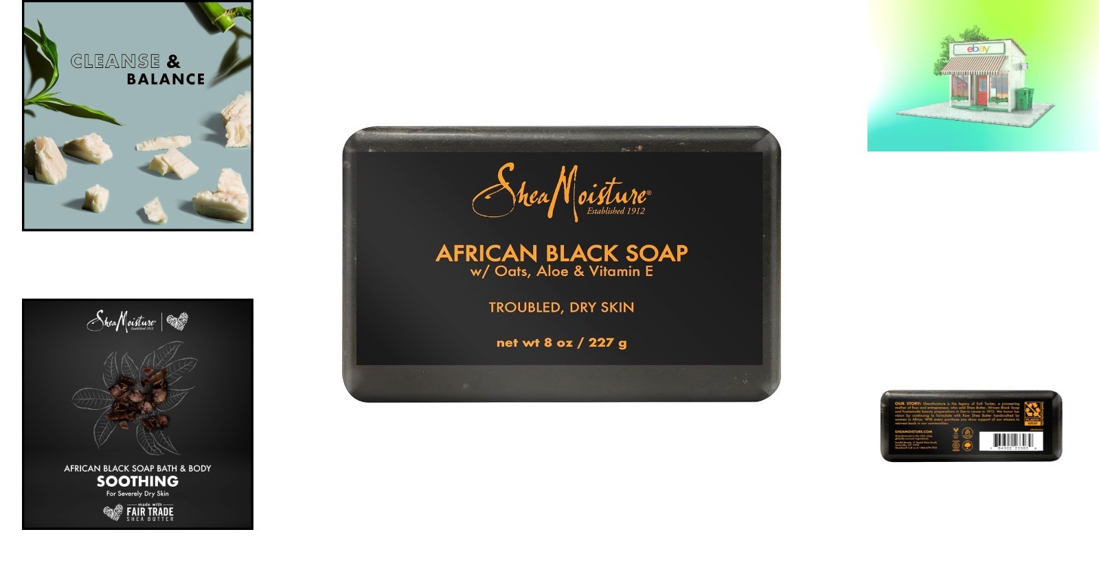 8 oz African Black Soap with Shea Butter: Nourishing Cleanser for All Skin Types
