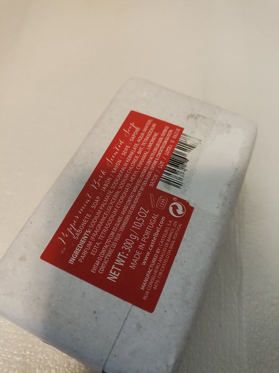 Castelbel PEPPERMINT BARK Scented Soap Bar 10.5oz Stockings SEWN HOLIDAY Wrap
