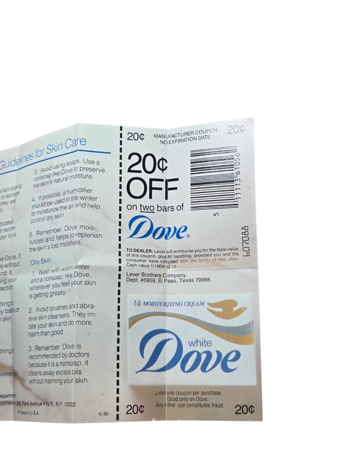 Dove Travel Size Soap 1.5 oz w/ Vintage Insert No Expiration?