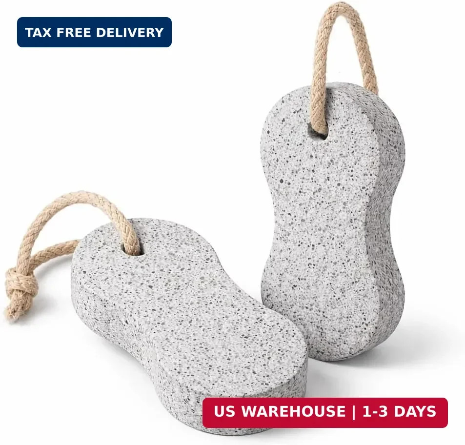 Pumice Stone Pack of 2 Natural Volcanic Stones for Gentle Exfoliation, Callus an