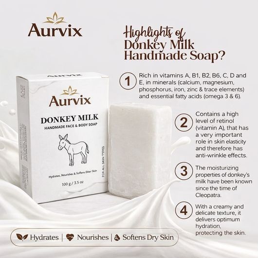 Donkey Milk Soap Handmade Face & Body Moisturizing Bar 3x100g Natural Skin Care