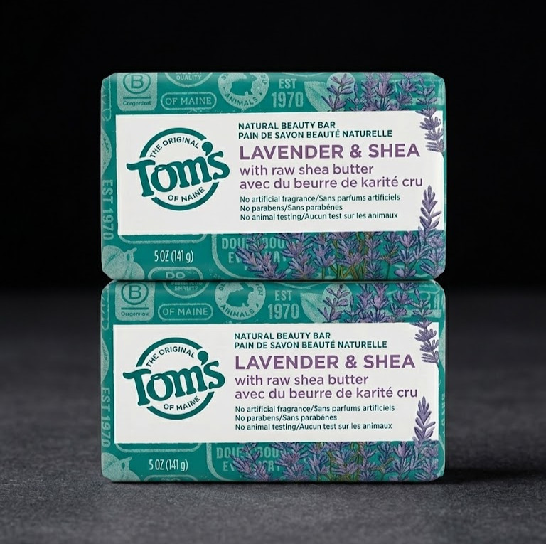 Tom’s of Maine Natural Beauty Bar Soap, Lavender & Raw Shea Butter 5oz [2 PACK]