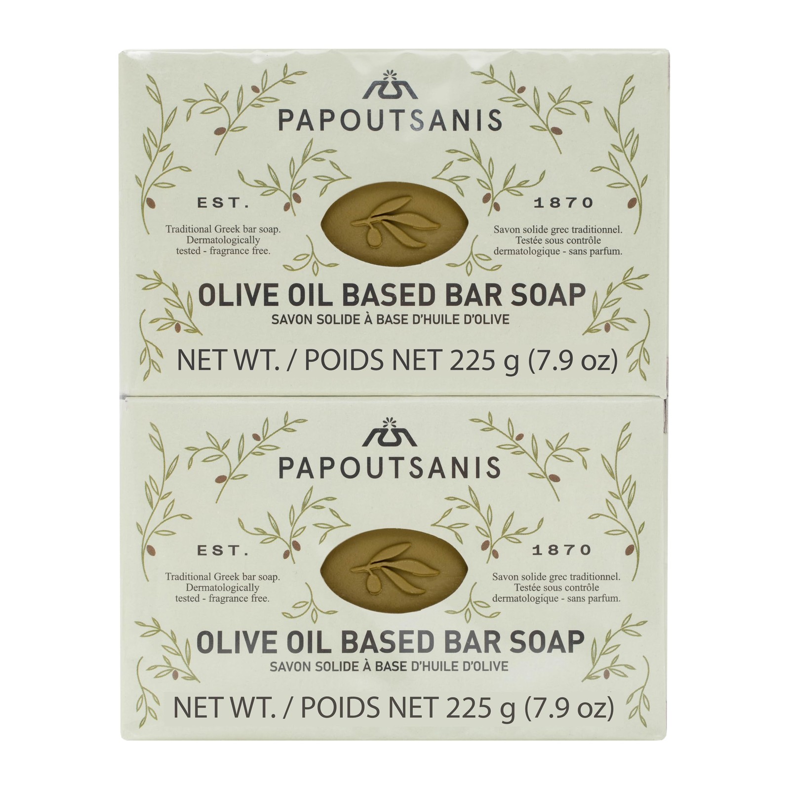 Natural Greek Olive Oil Soap Bar Unscented, Hypoallergenic, 4Pack 7.9oz